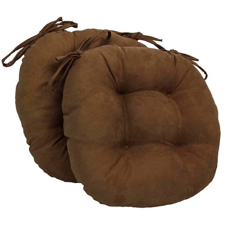 16-inch Round Indoor Microsuede Chair Cushions (Set of 2, 4, or 6) - Set of 2 - Chocolate