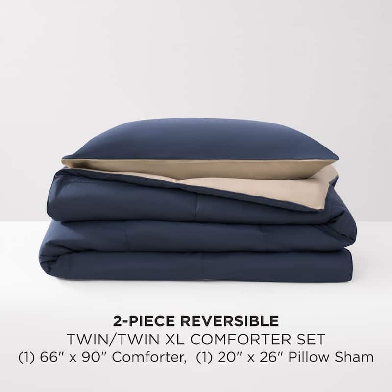 Lucky Brand Box Stitch Reversible Comforter Sets