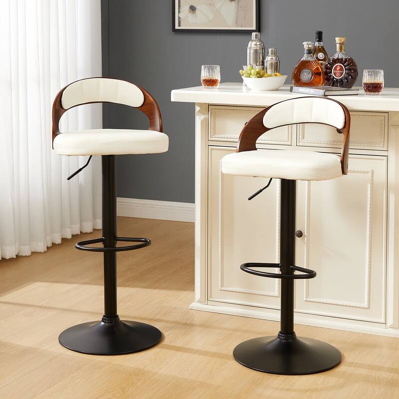 Javlergo Bar Stools Set of 2, Modern Adjustable Swivel Kitchen Bar Chair with Footrest