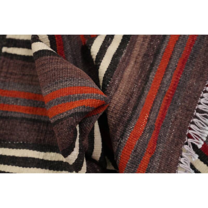 Hand Woven Oriental 100% Wool Carpet Southwestern Geometric Multi-Colored Kilim Area Rug - 11' 2'' X 5' 0''