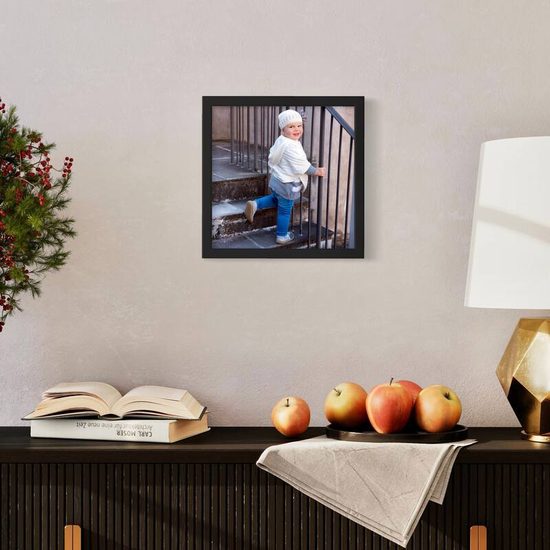 3x3 Frame Black Solid Wood Picture Square Frame Includes UV Acrylic