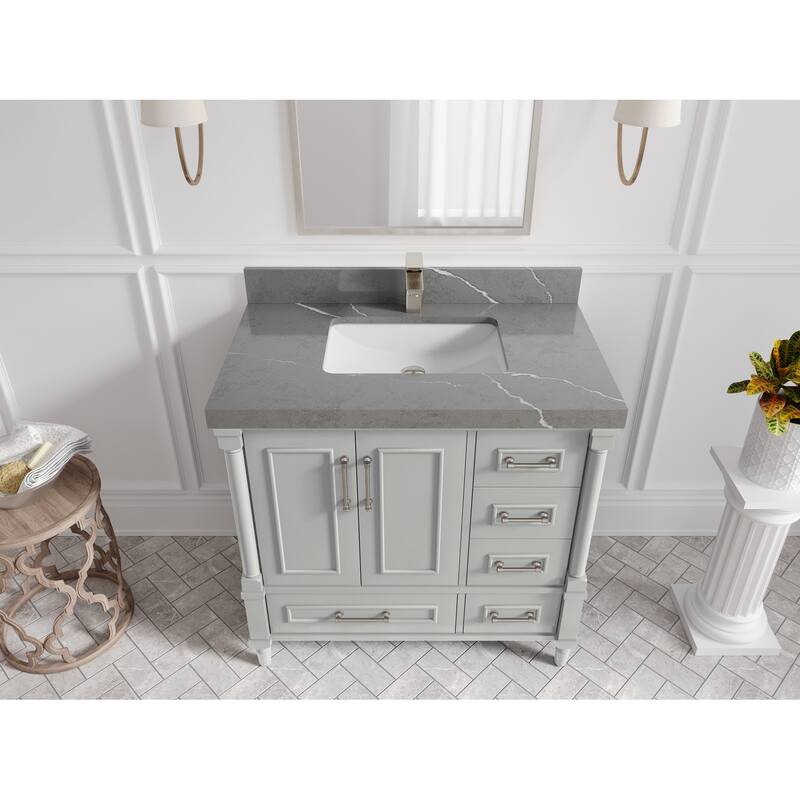 Willow Collections 36 in. W x 22 in. D Aberdeen Center Sink Left Bathroom Vanity with Countertop