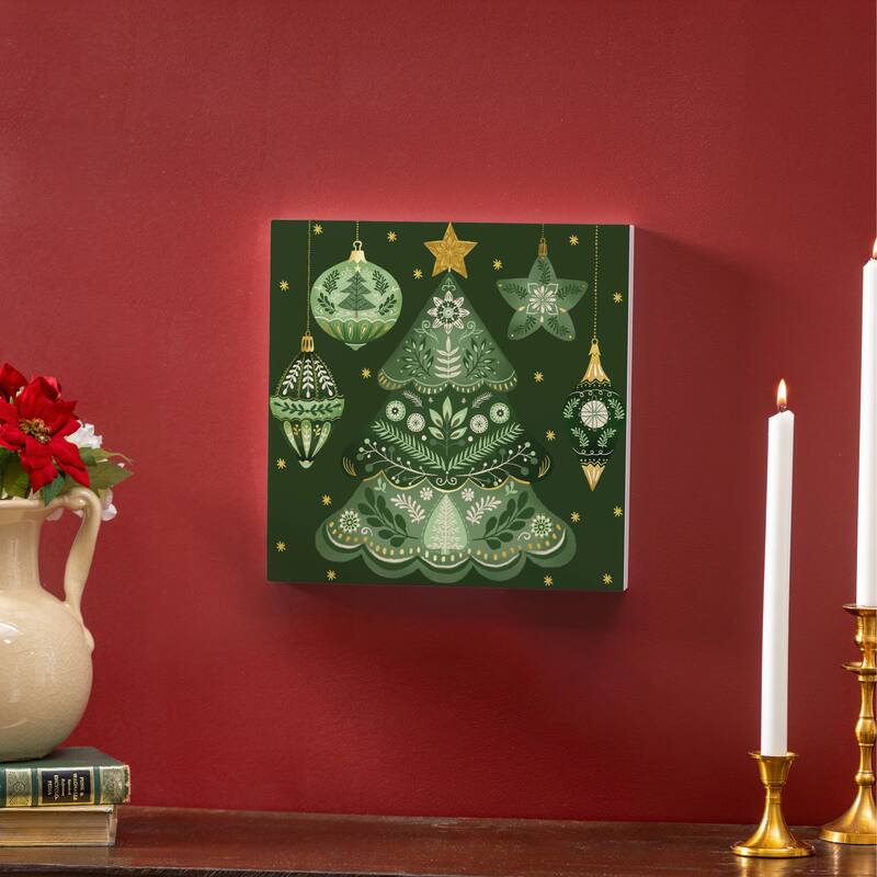 Shades of Green Christmas Tree Wall Decor, 12" x 12"