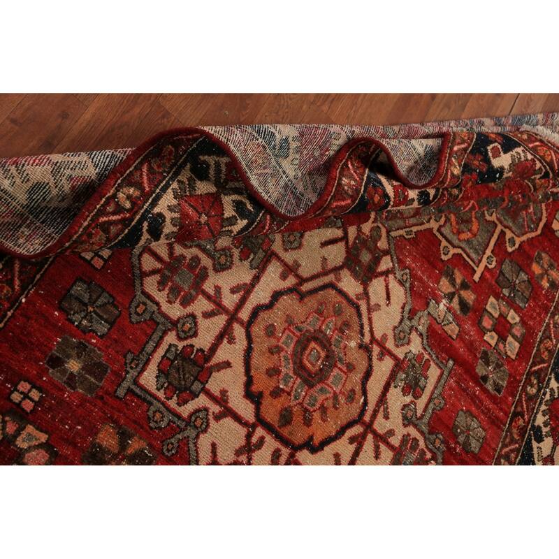 Geometric Bakhtiari Persian Vintage Area Rug Handmade Wool Carpet - 5'6" x 9'10"