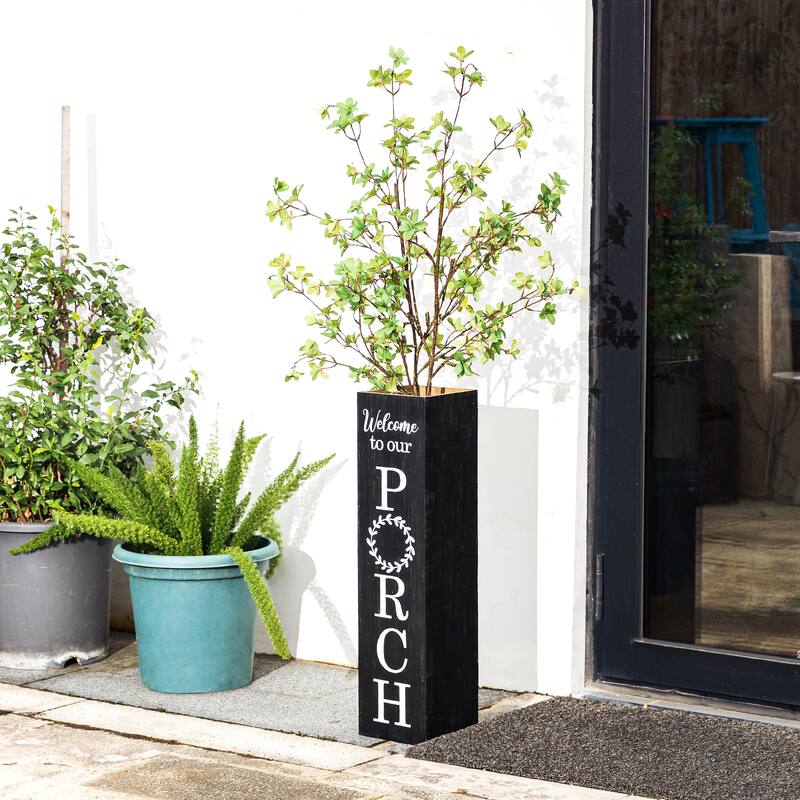 Glitzhome 30"H Double Sided Wooden Black Boxed WELCOME PORCH or WELCOME HOME Porch Sign