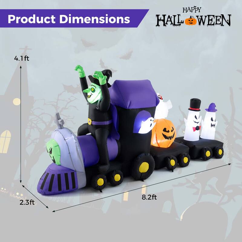 Costway 8.2 ft Long Halloween Inflatable Train LED Lighted Train w/ - See Details