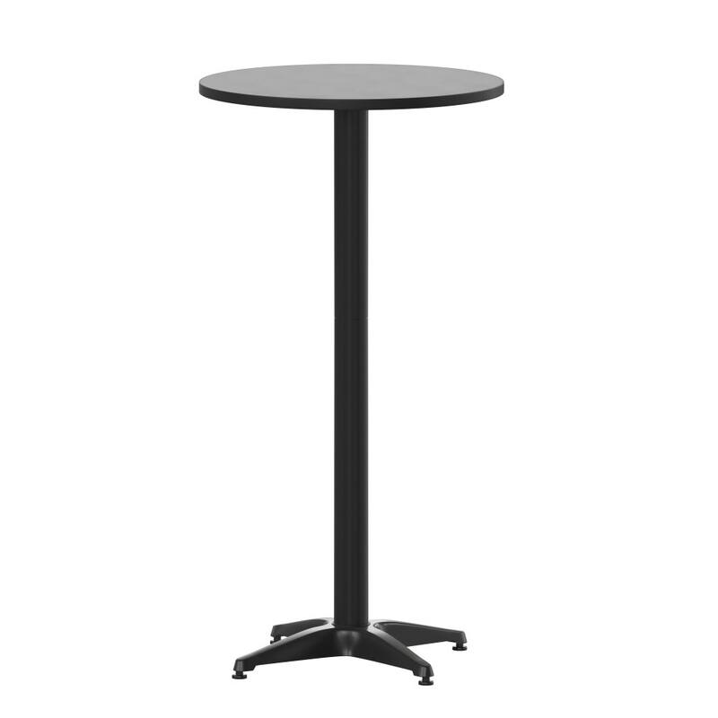 Indoor/Outdoor 23.5" Aluminum Round Bar Height Table with Cross Base