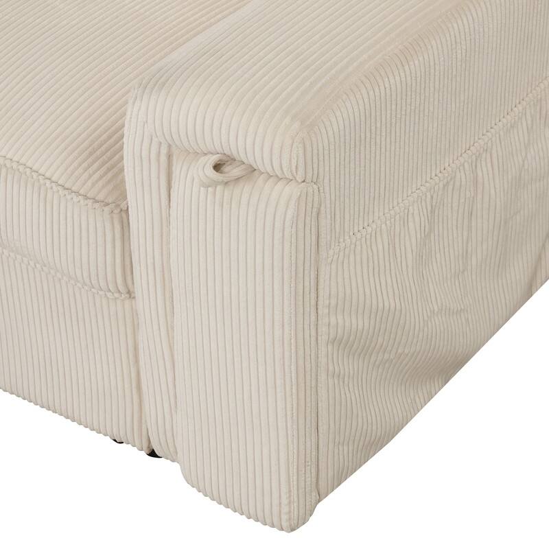 Modern Sectional Sofa with Storage Chaise and 2 Cup Holders,Sleeper Sofa with Pull Out Bed