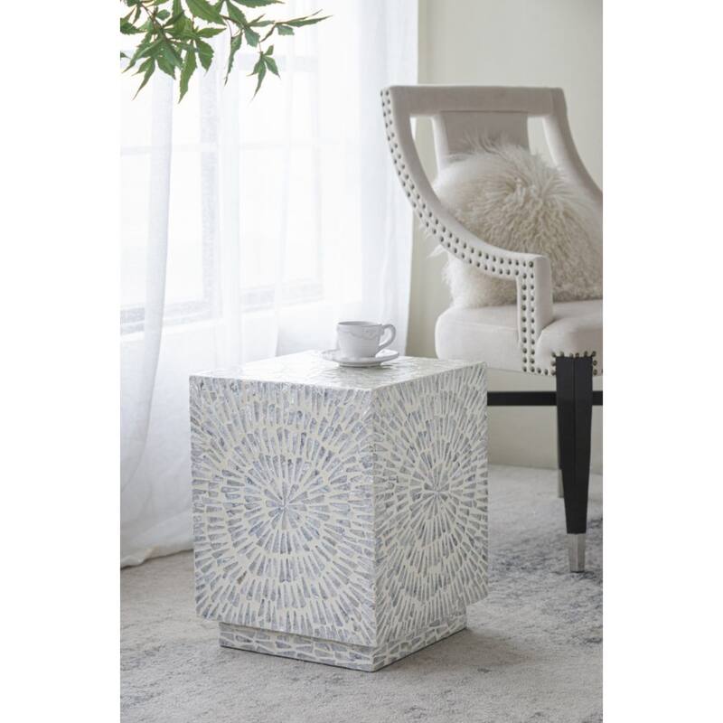 Square Starburst Capiz Inlay Accent Stool - 17.75"