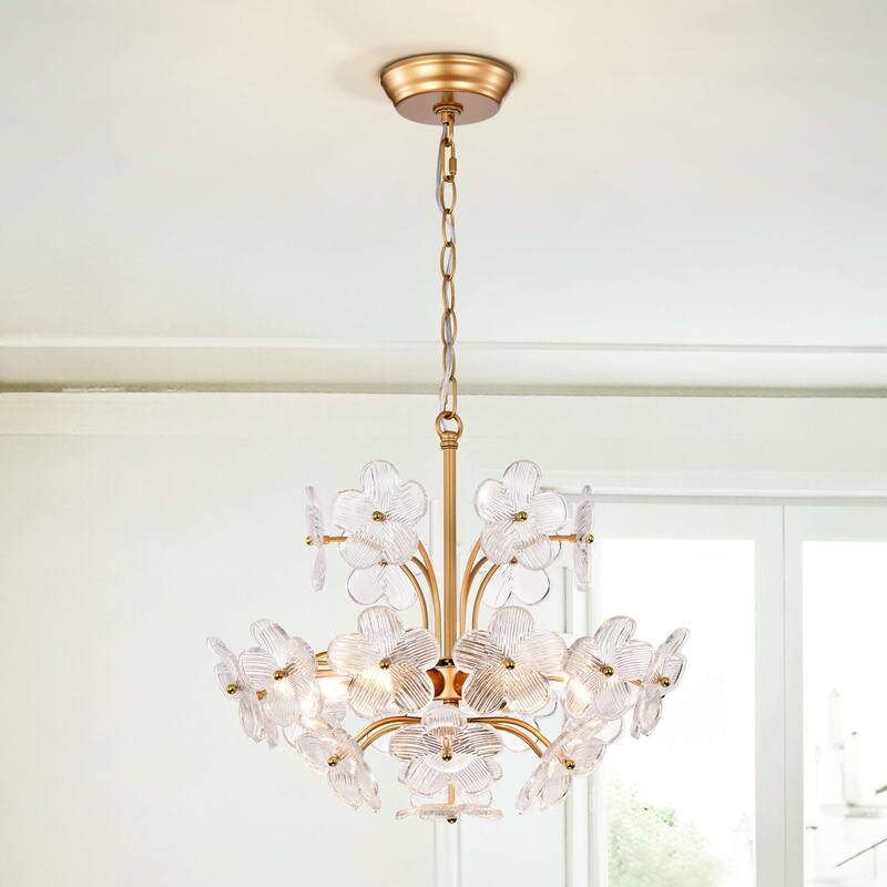 Rosa Modern 6-Light 17.7" Glam Clear Glass Flower Chandelier