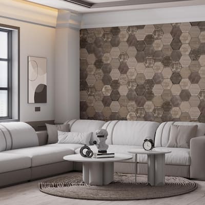 Merola Tile Brickyard Hex Olive 8-1/2" x 9-7/8" Porcelain Floor and Wall Tile