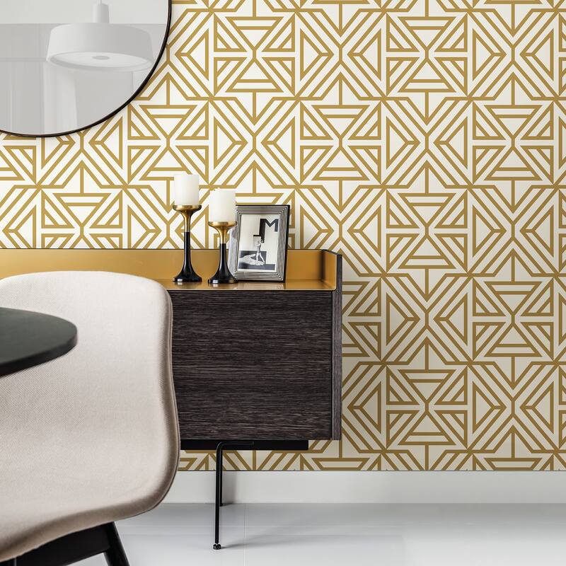 A-Street Prints Helios Mustard Geometric Wallpaper