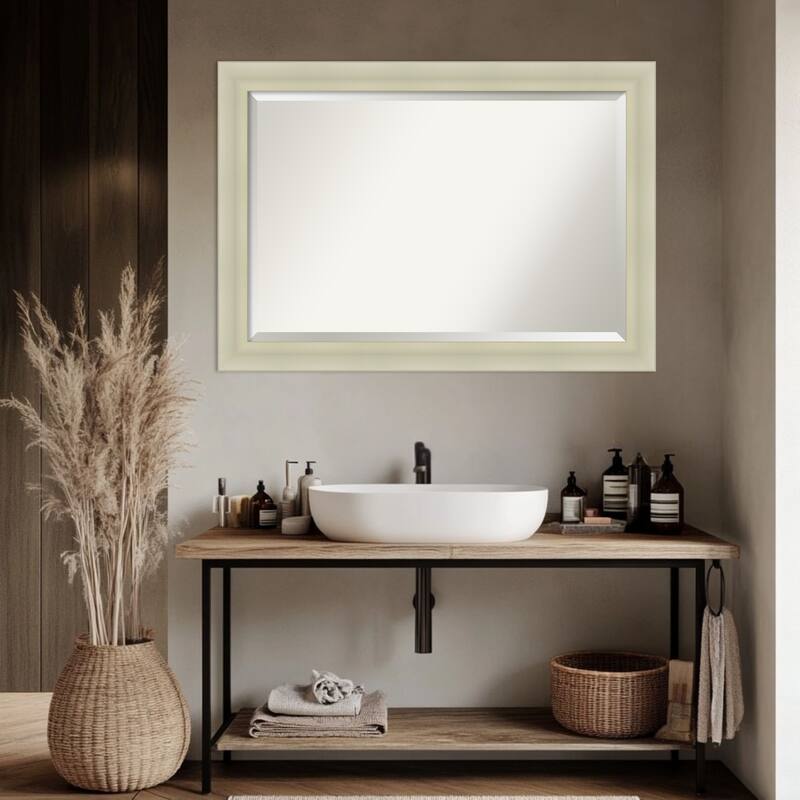 Oliver Beveled Wood Framed Bathroom Vanity Wall Mirror