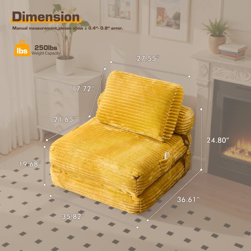 HOOOWOOO Modern Upholstery Fabric Folding Sofa Couch
