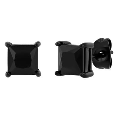 Steel Nation Stainless Steel Black Spinel Stud Earrings