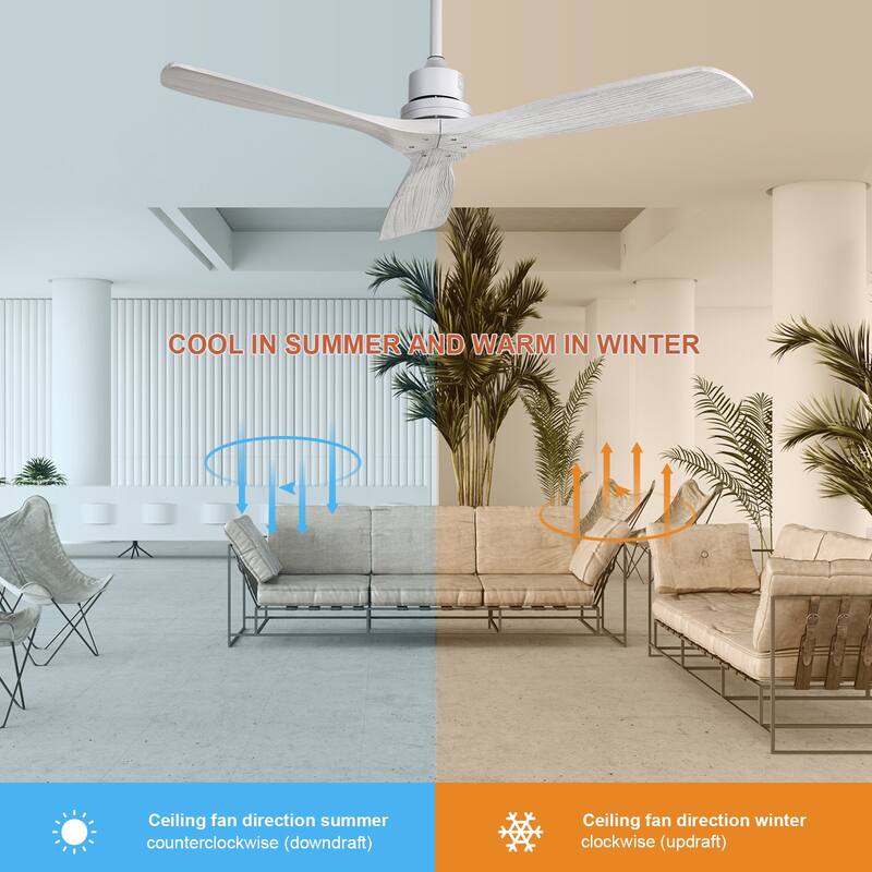 Sofucor 52" Indoor Wood Ceiling Fan Light with Remote, Integrated Light Optional