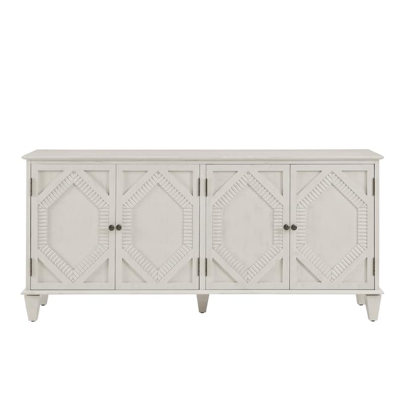 65.2" Mid Century Modern Sideboard Buffet Cabinet with Storage, Accent Coffee Bar - Antique White