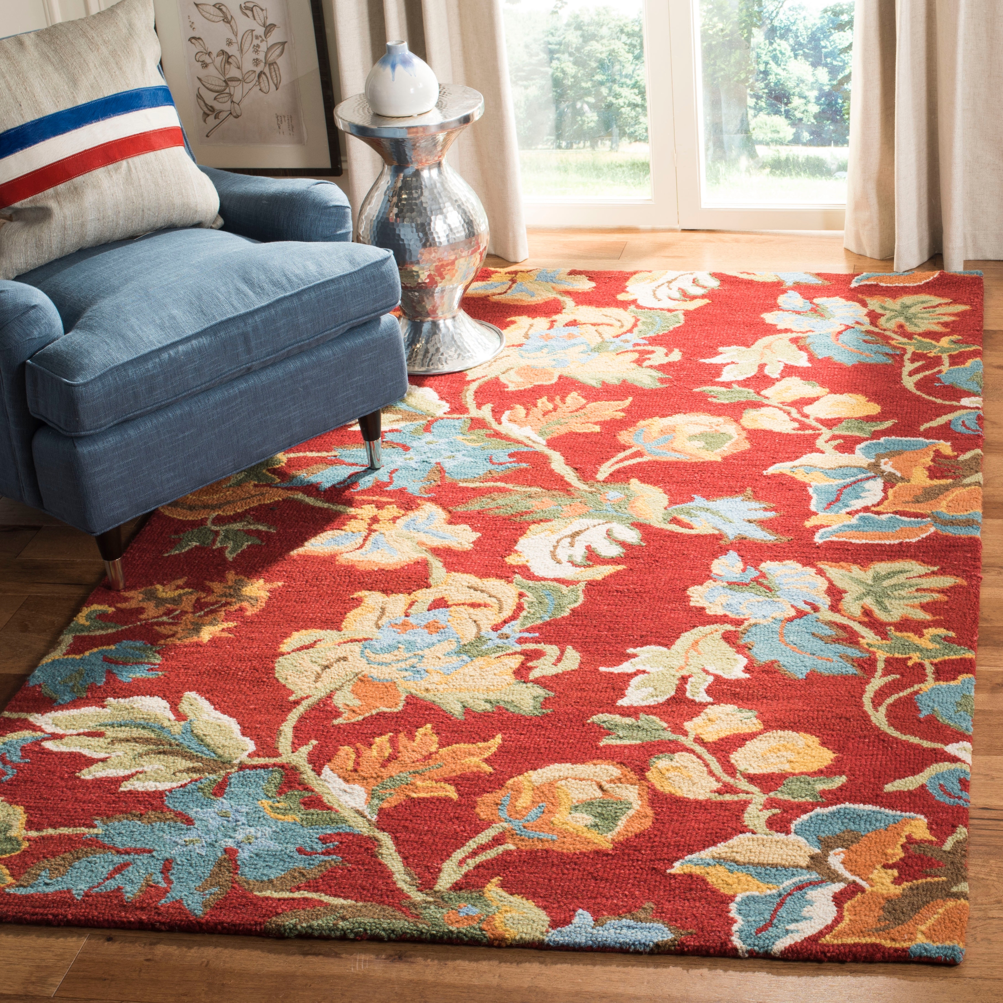 Blooming Green Flower Round Carpet Non-Slip Home Decor Bedroom Rugs Yoga Mat 