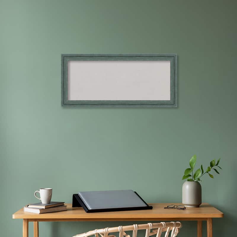 Upcycled Teal Grey Wood Framed Grey Corkboard Bulletin Board