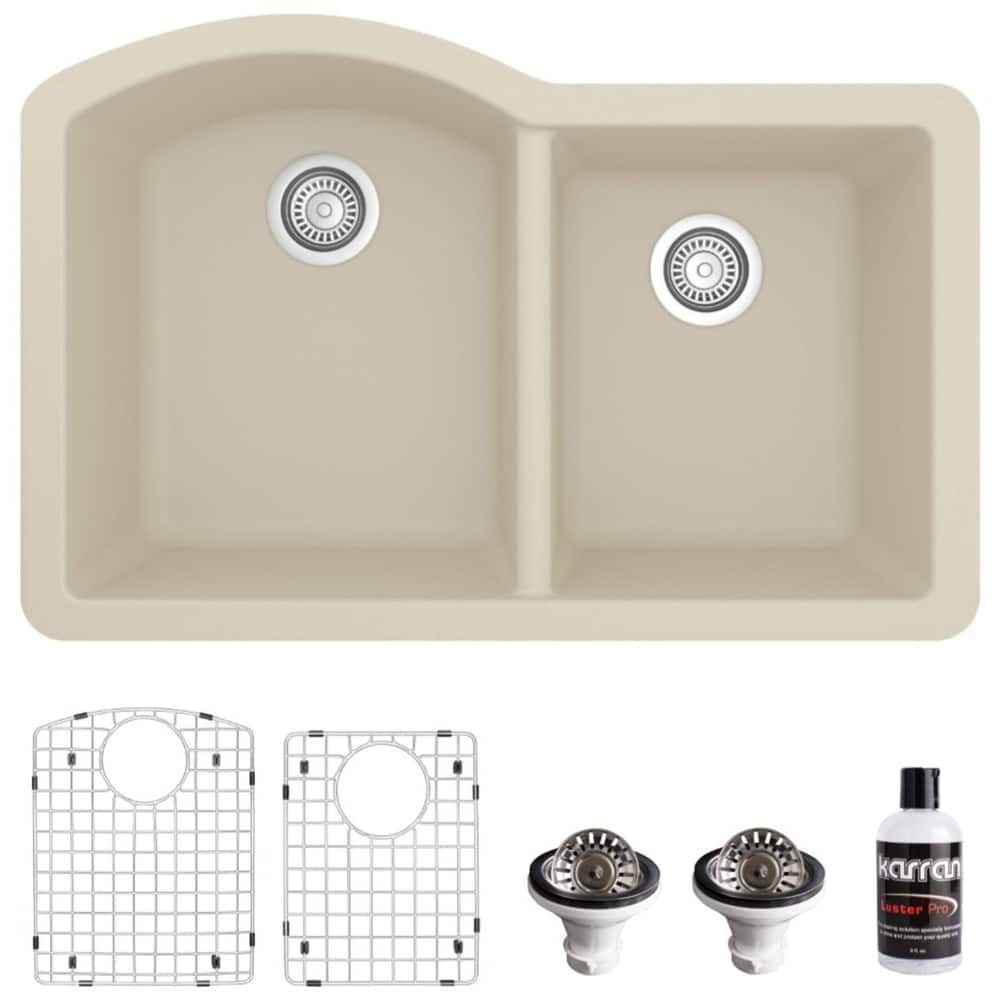 Karran USA QU-610-PK1 Quartz QU 32" Undermount Double Basin Quartz