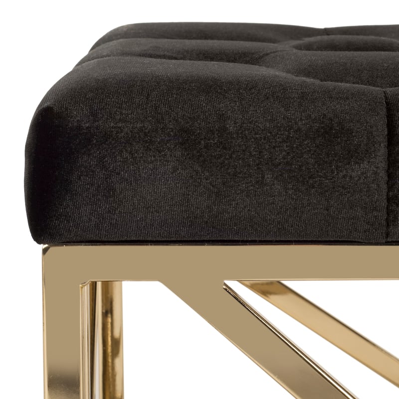 SAFAVIEH Nolie Black/ Gold Tufted Rectangular Bench - 48.5" x 20.3" x 18" - 49Wx20Dx18H