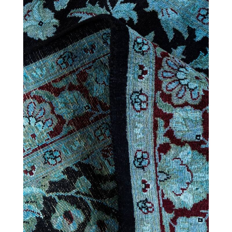 Overton Hand Knotted Wool Vintage Inspired Modern Contemporary Overdyed Blue Area Rug - 3' 1" x 5' 2"
