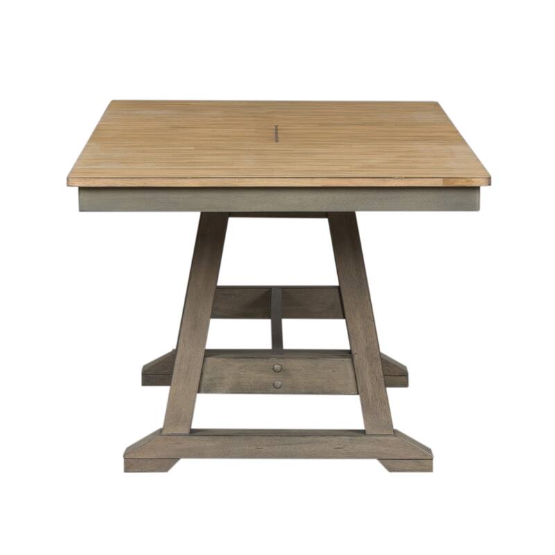 Lindsey Farm Gray and Sandstone 5 Piece Trestle Table Set