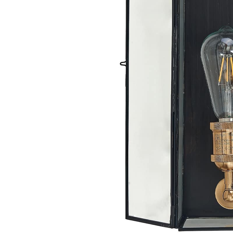 Black 14.25 inch black and gold iron finish wall sconce
