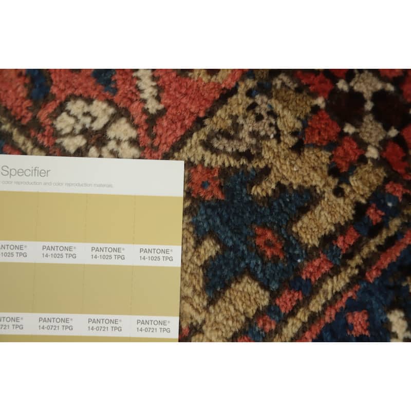 Hand Knotted Oriental 100% Wool Carpet Traditional Tribal Navy Blue & Blues Heriz (serapi) Runner Rug - 14' 5'' X 3' 1''