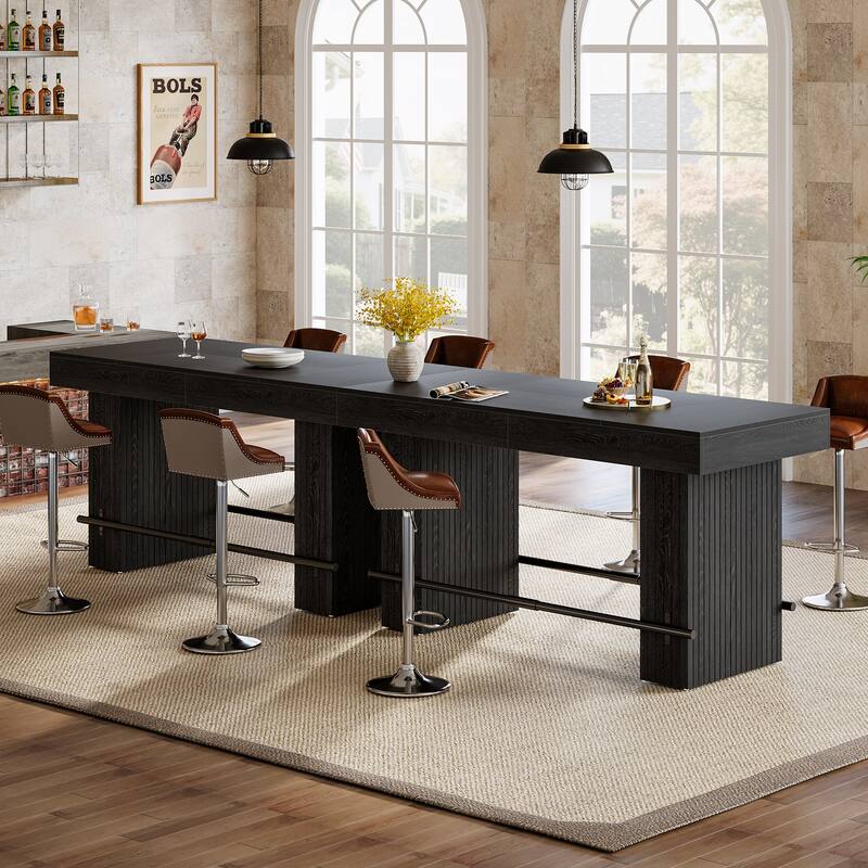 63-Inch Dining Table with Footrest and Large Table Top, Kitchen Island Table - 31.5"D x 62.99"W x 35.43"H