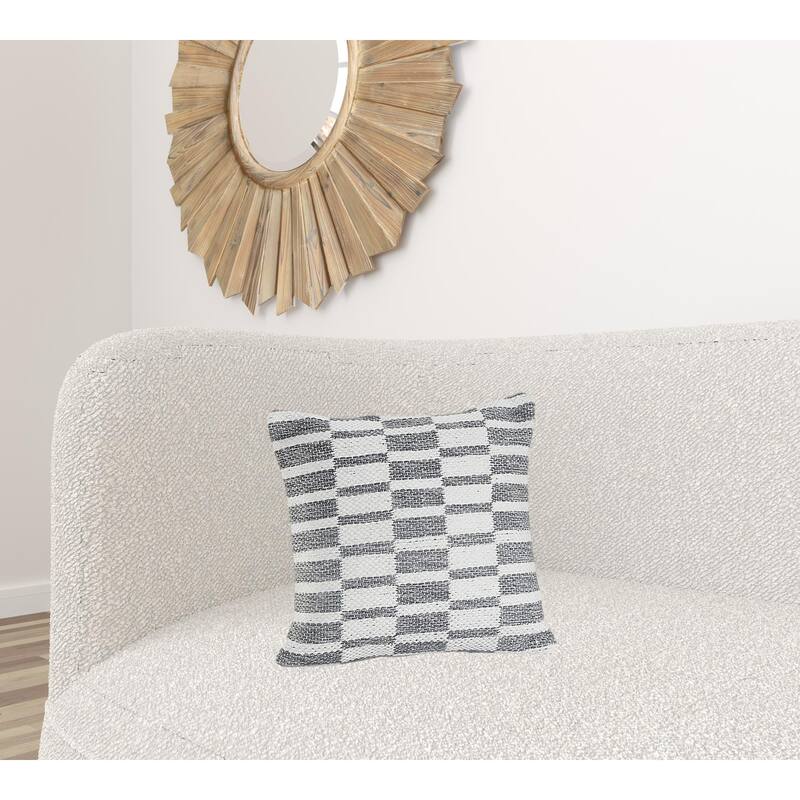 HomeRoots 18" X 18" Gray And White 100% Cotton Geometric Zippered Pillow