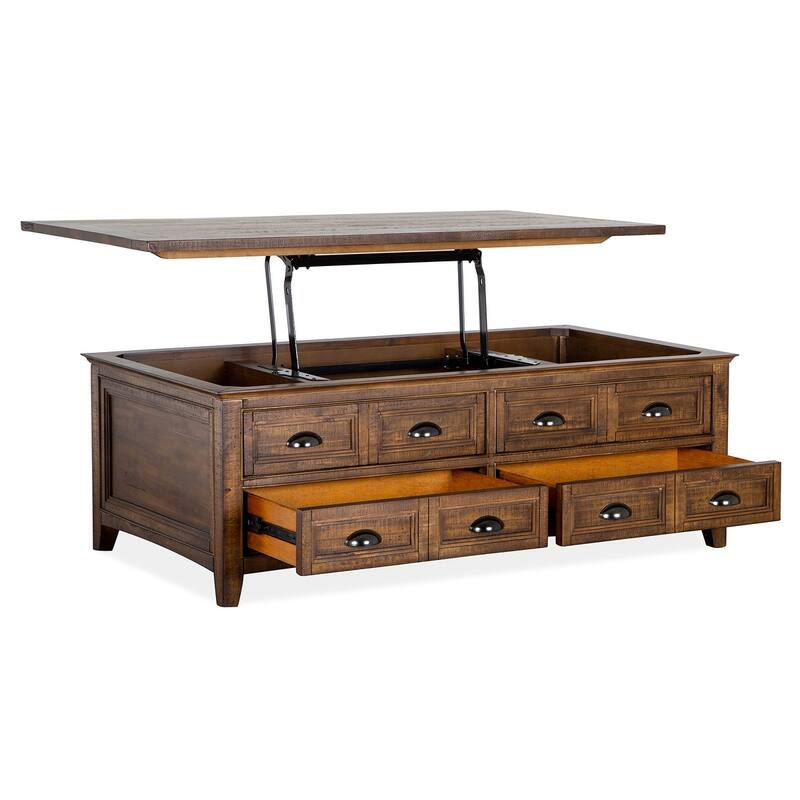 Magnussen Home Bay Creek Toasted Nutmeg Lift Top Storage Cocktail Table with Casters - 50''W x 28''D x 18''H