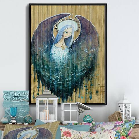 Designart 'Religious Angel Klimt Art II' Traditional Framed Canvas Wall Art
