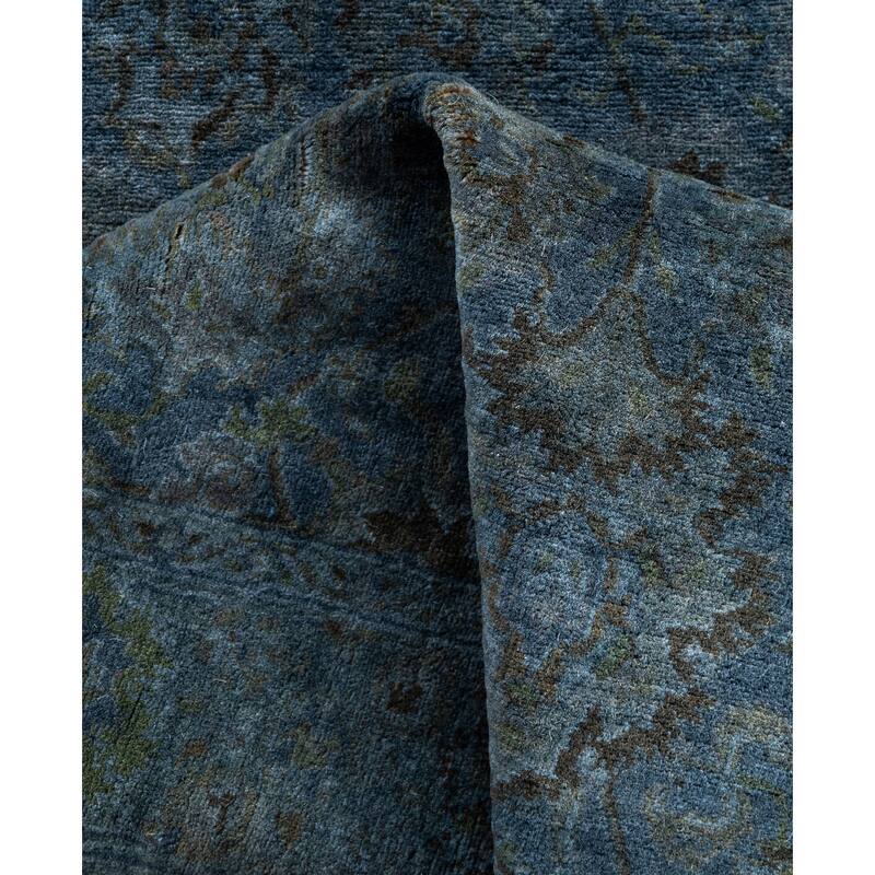 Overdyed One-of-a-Kind Hand-Knotted Runner Rug - Gray - 2' 7" x 9' 7"