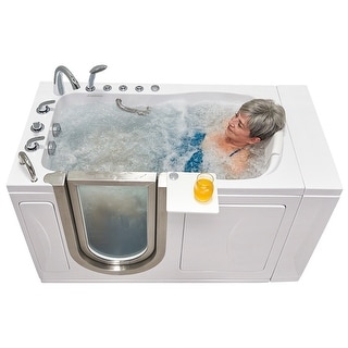 Ella Royal 32"x52" Acrylic Hydro Massage Walk-In Bathtub with Inward Swing Door, 5 Piece Fast Fill Faucet, 2" Dual Drain