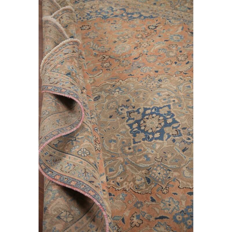 Hand Knotted Oriental 100% Wool Carpet Traditional Floral Oranges & Rust Mashad Area Rug - 12' 5'' X 9' 11''
