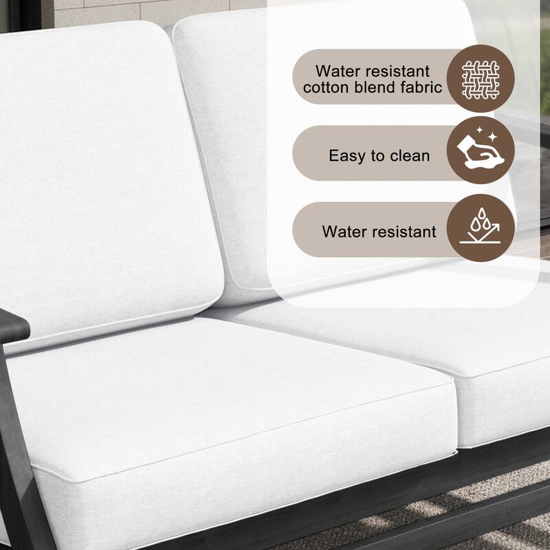 Teak Outdoor Patio Loveseat and Coffee Table Set (2-Piece)