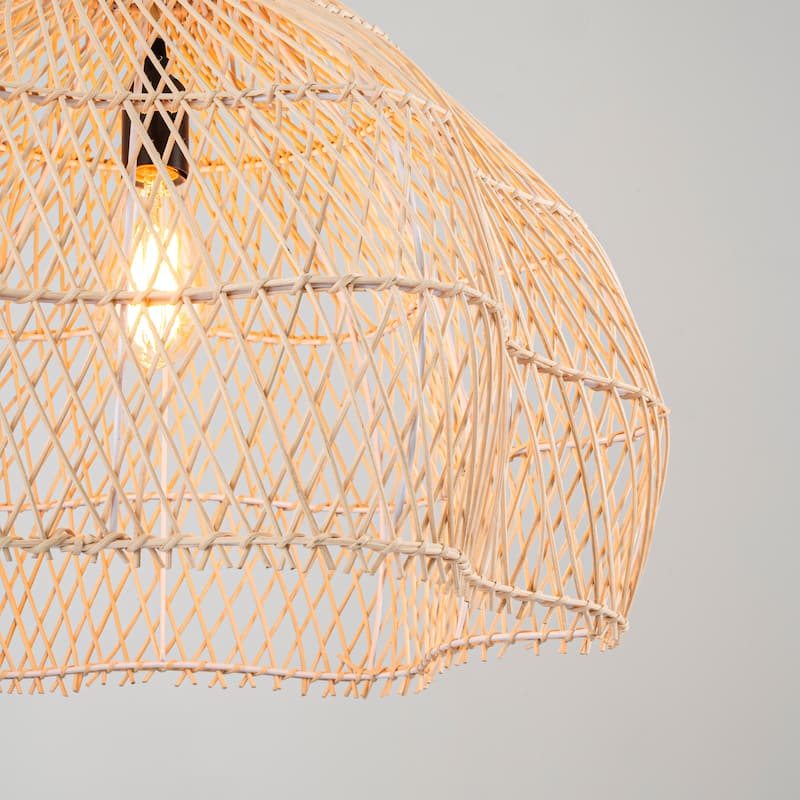 Serenity Large Rattan Pendant Light Coastal Interior Ceiling Hanging Light - 23.6