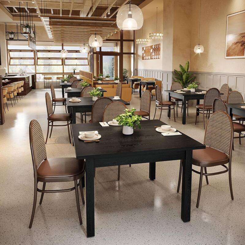 Square Wood Dining Table, Farmhouse Kitchen Table for Living/Dining Room