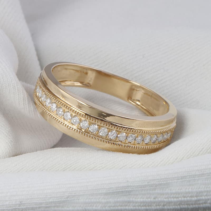 1/4ct TDW Diamond Accented Wedding Band in 10K Yellow Gold for Men