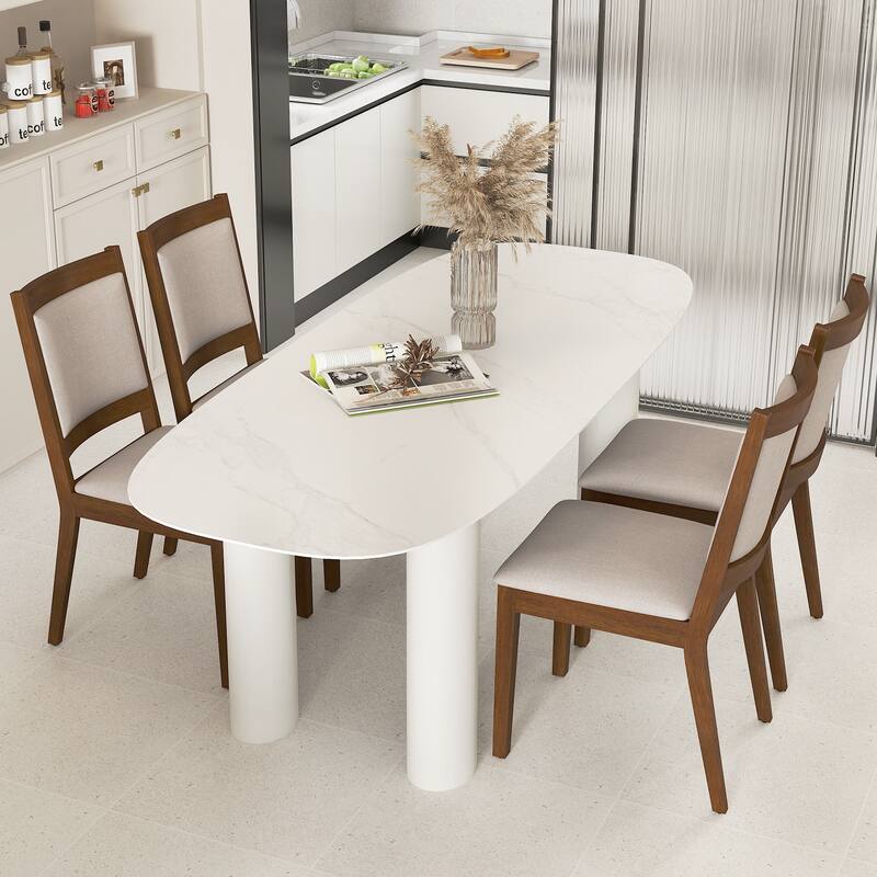 Gymax Modern Dining Chair Set of 4 Upholstered Kitchen Chair w/ Padded