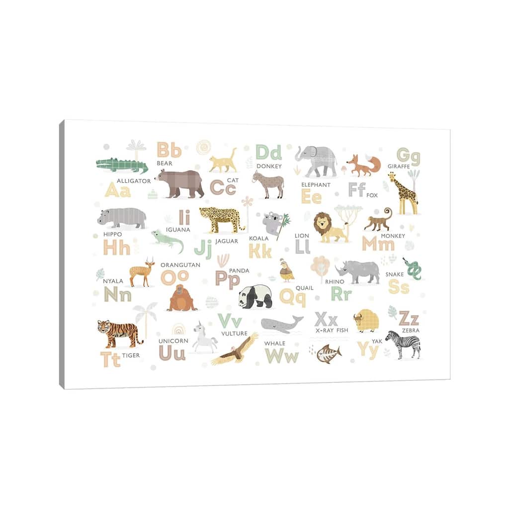 iCanvas "Safari Alphabet Nursery Decor" by PaperPaintPixels Canvas Print