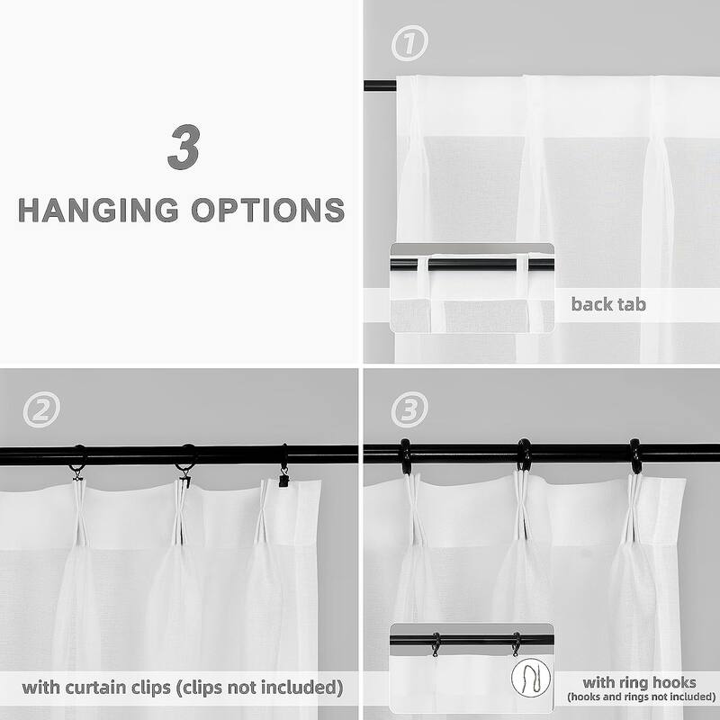 DriftAway Pinch Pleat Valance for Kitchen Window Faux Linen Textured