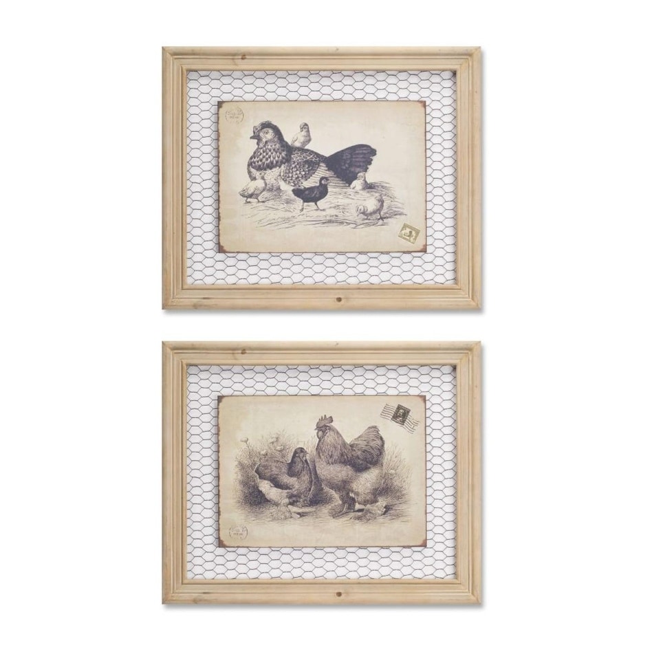 Shop Set Of 2 Country Rustic Rooster And Hen Postcard With Chicken