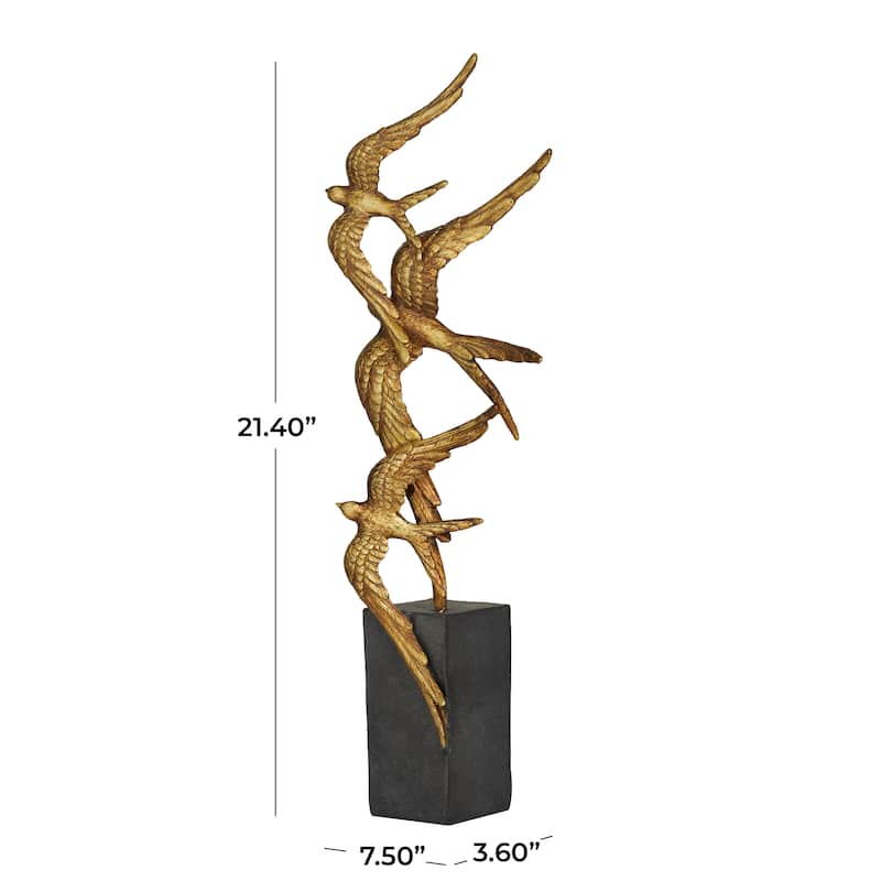 Gold Polystone Bird Decorative Sculpture