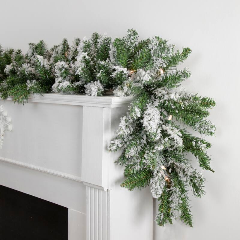 9' x 10" Snow Mountain Pine Artificial Christmas Garland Clear Lights