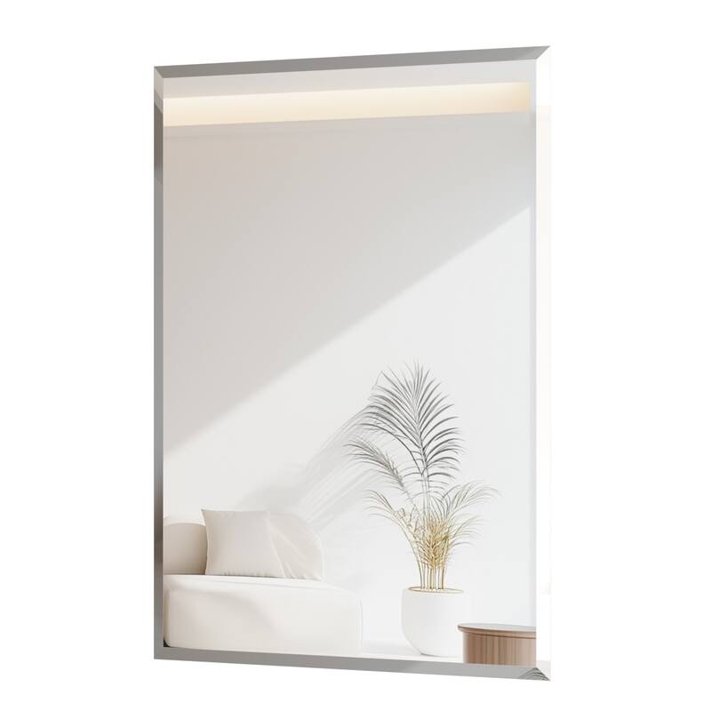 Frameless Bathroom Mirror Wall Mounted Modern Stylish Design with Contemporary Bevelled Edges
