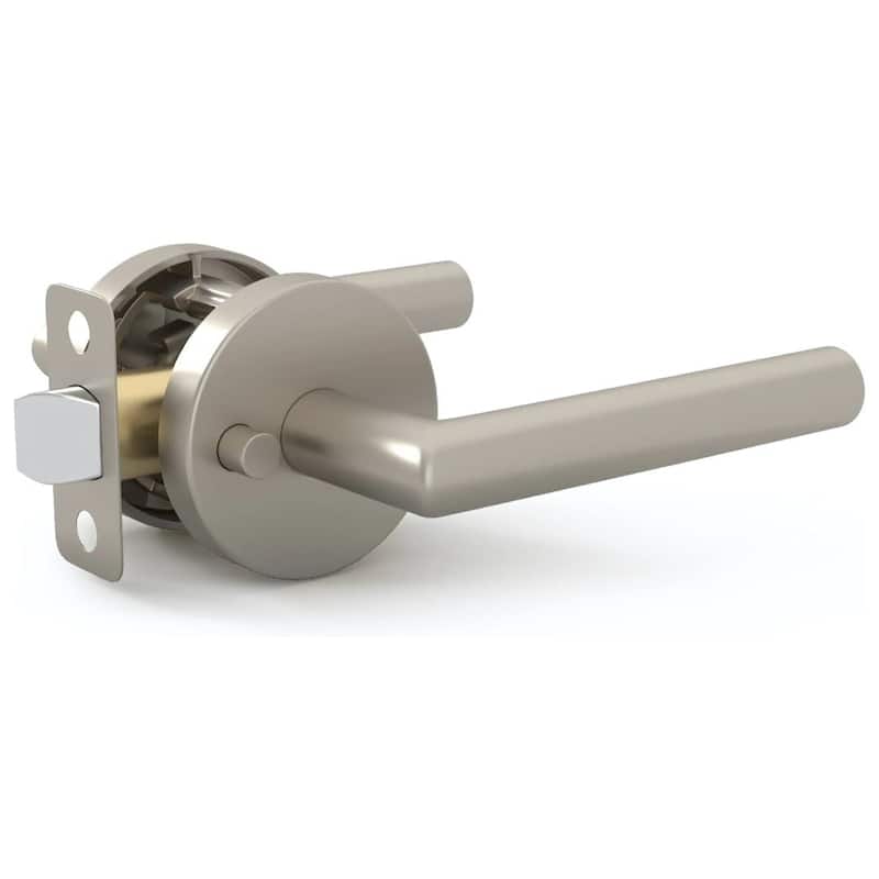 Mega Handles RONN Privacy Flat Lever for Hallway, Closet, and Bathroom I Reversible Keyless Door Lock - Satin Nickel