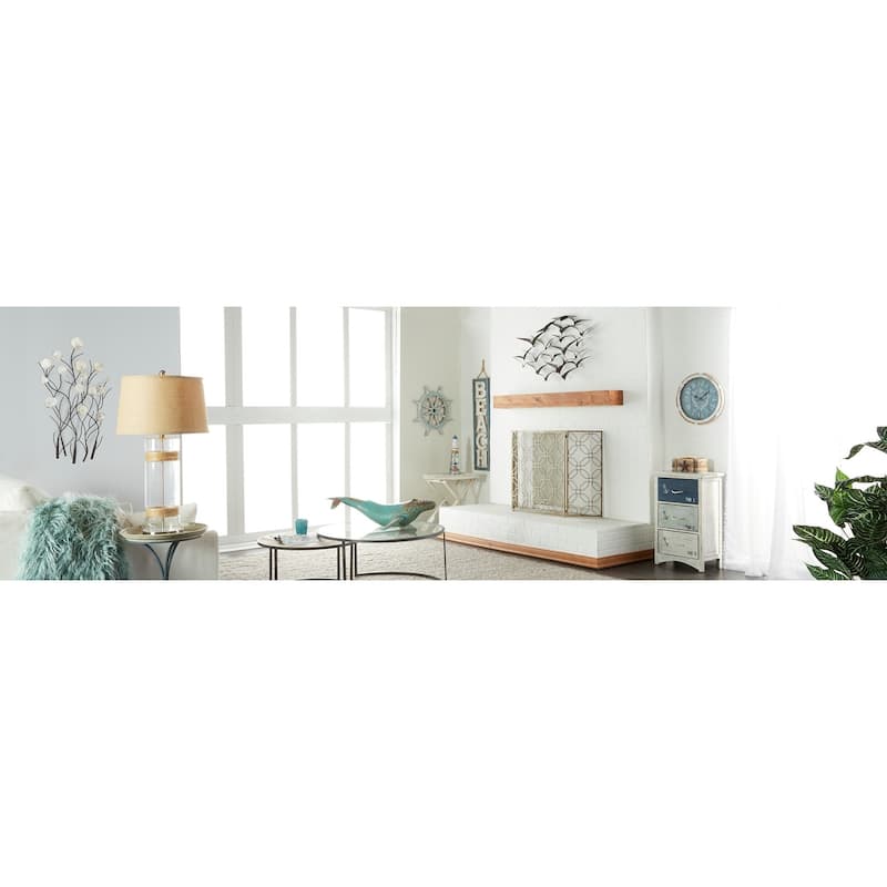 Capiz Shell Floral Wall Decor with Capiz Accents - White - Roche River Decor