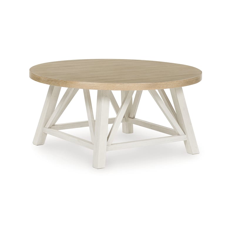 Signature Design by Ashley Fawndell Antique White/Brown Table (Set of 3) - 40" W x 40" D x 19.13" H